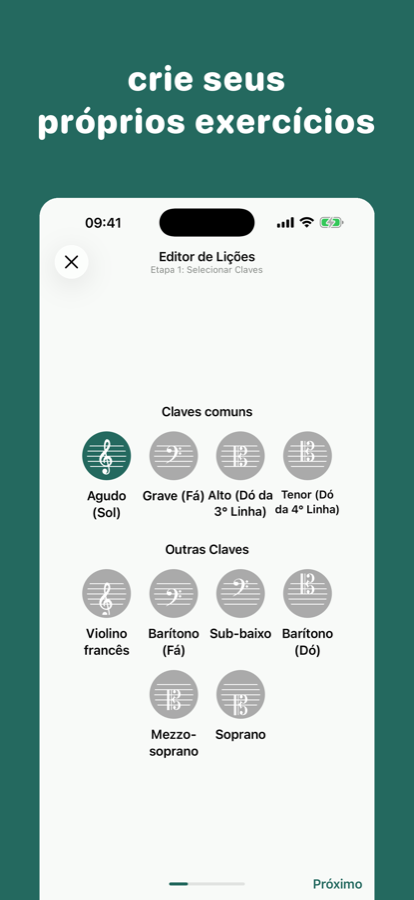 Editor de exercícios personalizados
