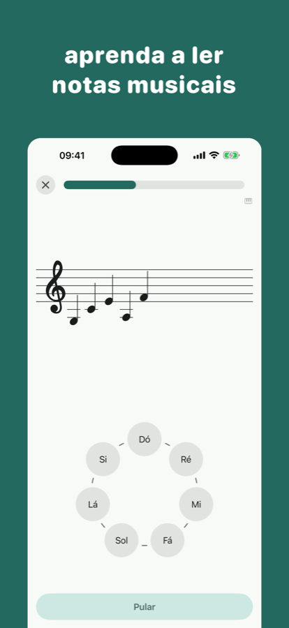 Exercício de leitura na pauta
